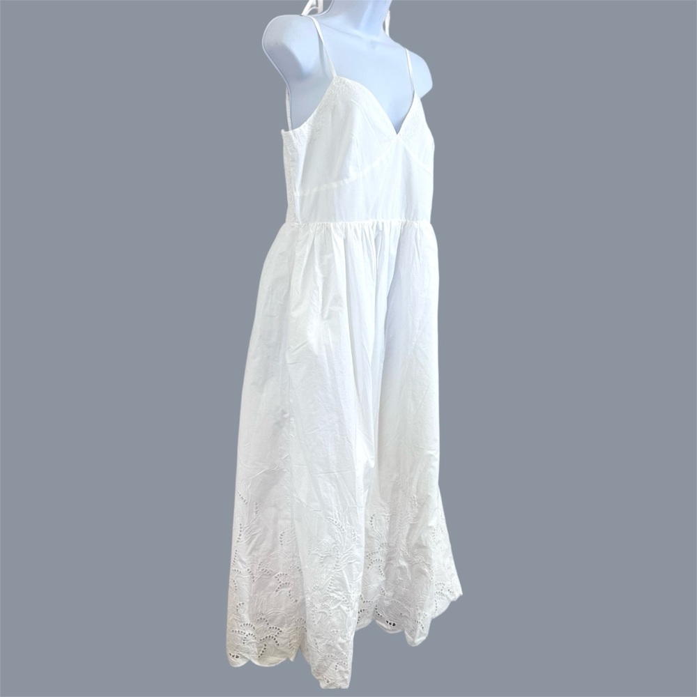 Express White Eyelet Lace Tie Strap Cotton Long Midi Dress Size L NWT - Picture 2 of 13